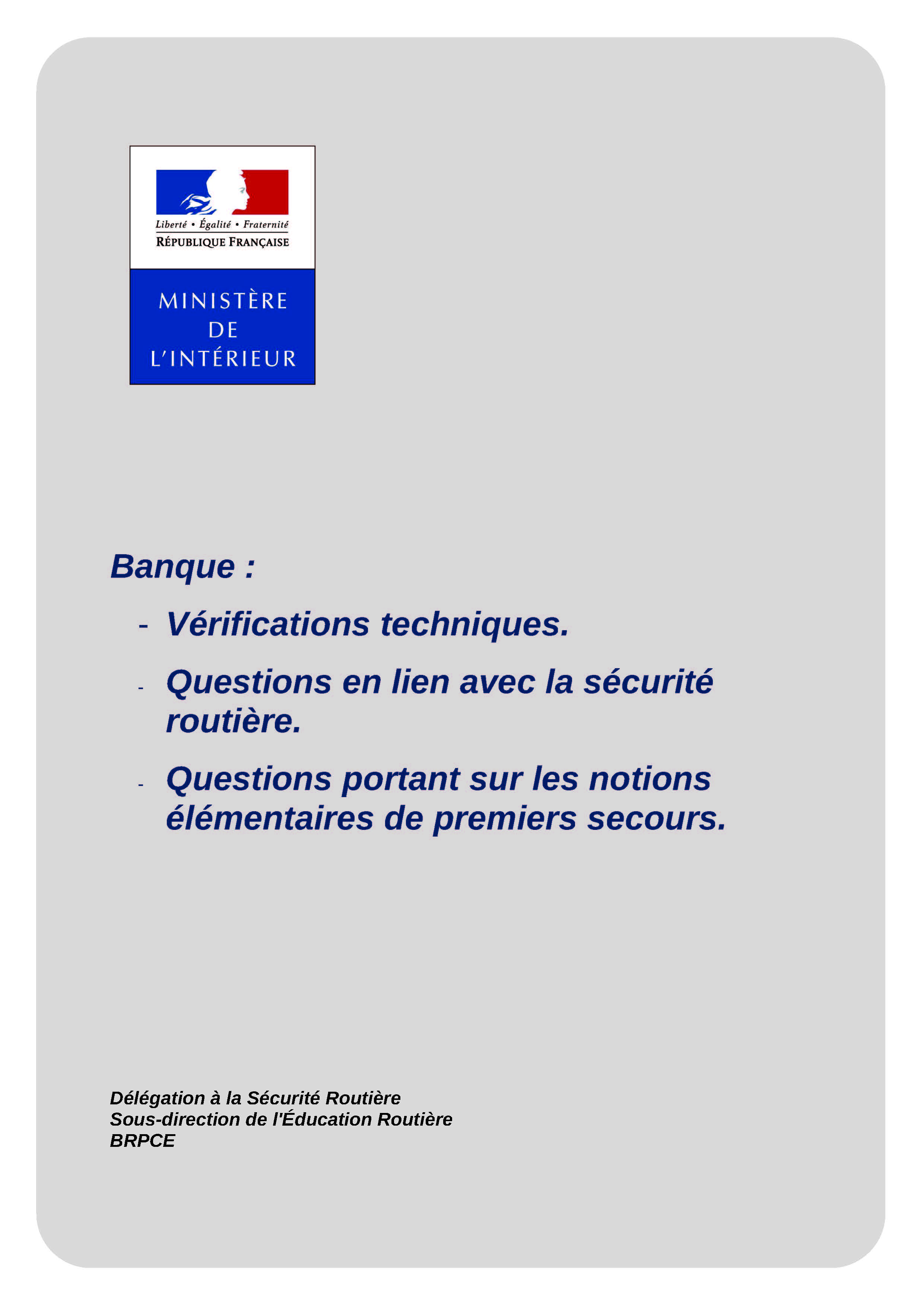 Aperçu des Questions & Vérifications 2018